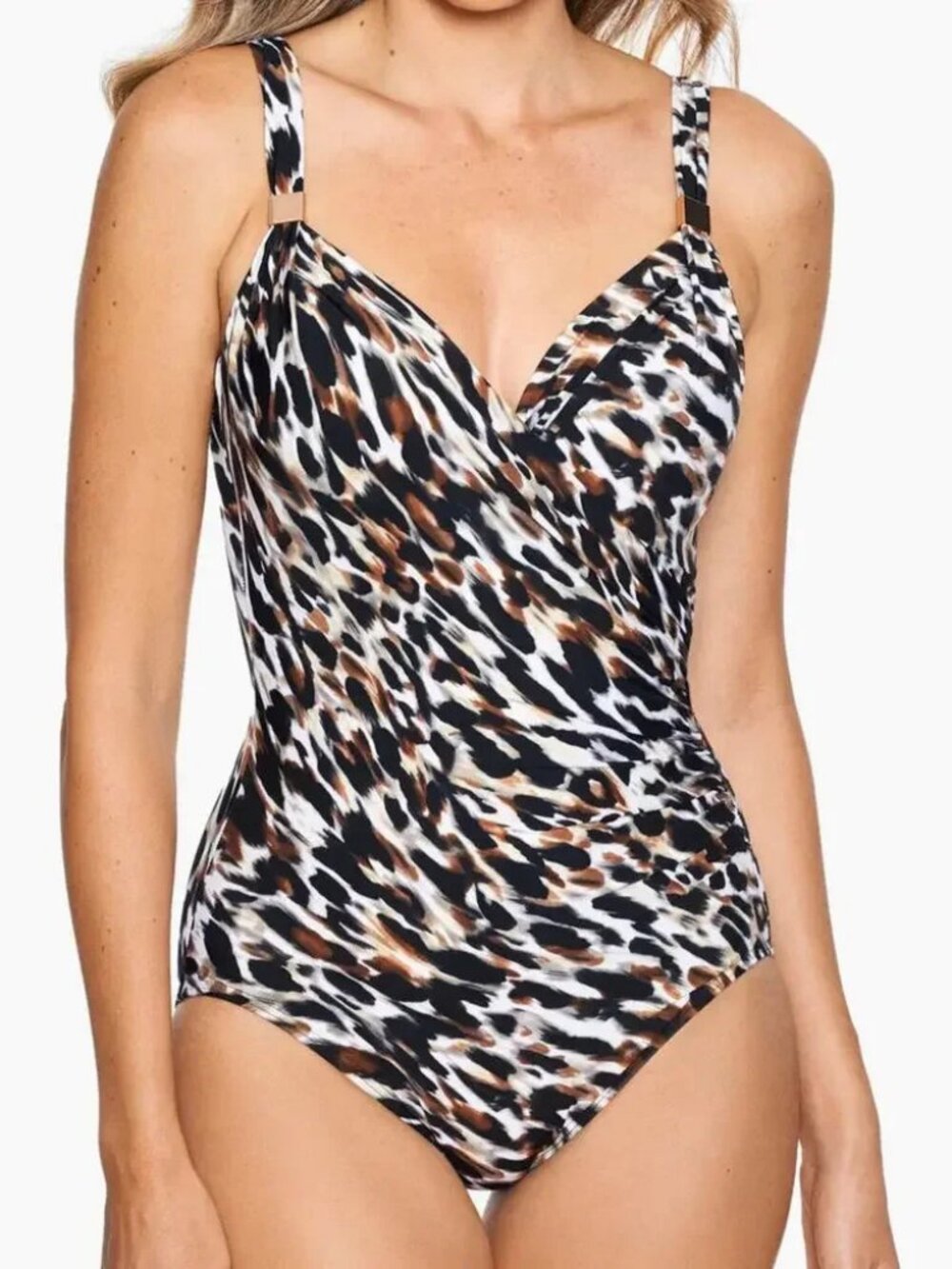 Miraclesuit Siren Animal Print Swimsuit Tummy Control Underwire NWOT 16